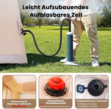 Надувний намет для кемпінгу, намет для активного відпочинку, надувний намет для глемпінгу з водонепроникної тканини Оксфорд, повітряні намети для глемпінгу, різні варіанти, 6 осіб тент