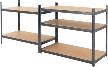 Стелаж для майстерні ECD Germany, міцний стелаж, 200x100x60 см, антрацит, метал з порошковим покриттям, 5 полиць МДФ, вантажопідйомність до 875 кг, стелаж для зберігання, стелаж без ригелів, стелаж для підвалу, стелаж для гаража, металевий стелаж, 200 x 1