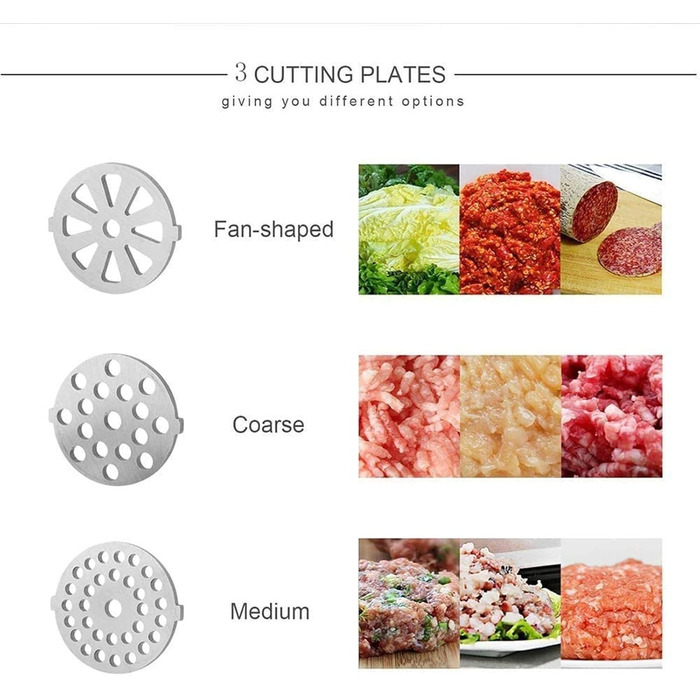 Електрична м'ясорубка 800 Вт Ковбасний фарш для мультиварки М'ясорубка з 3 шліфувальними пластинами і трубками для наповнення ковб