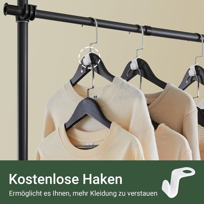 Телескопічна вішалка для одягу SoBuy, міцна вішалка для одягу, регульована відкрита шафа для спальні, вішалка для пальто, чорна KLS03-II-SCH
