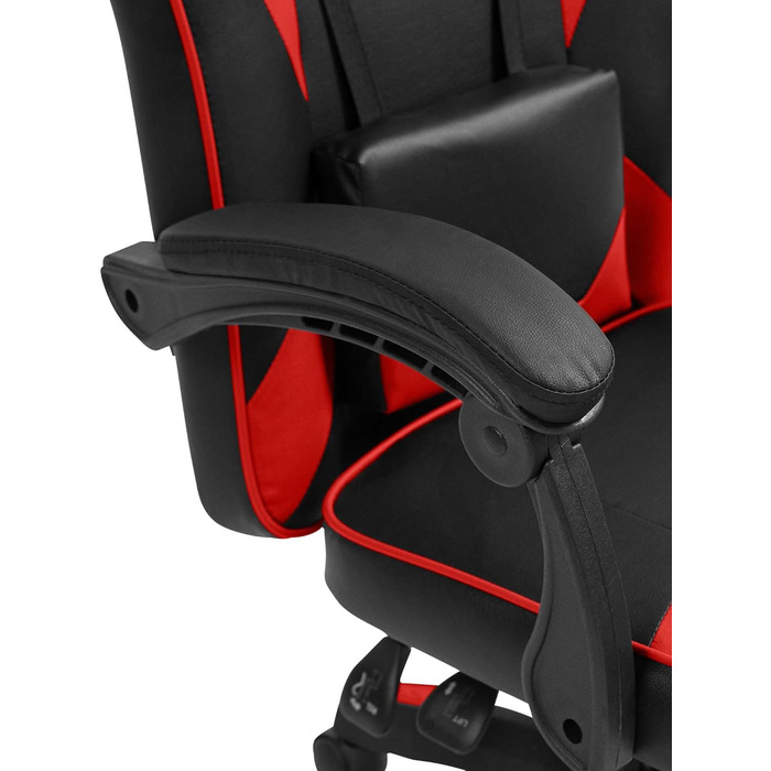 Офісне крісло CLP Orkney Ергономічне ігрове крісло з оббивкою зі штучної шкіри Робоче крісло з регульованою спинкою та підголівником, колір чорний/червоний