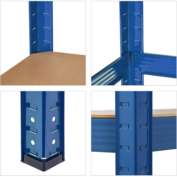 Міцний стелаж Relaxdays, ВШХ 180x60x45 см, до 500 кг, 5 полиць, для підвалу, гаража, вставний стелаж для зберігання, сталь, синій