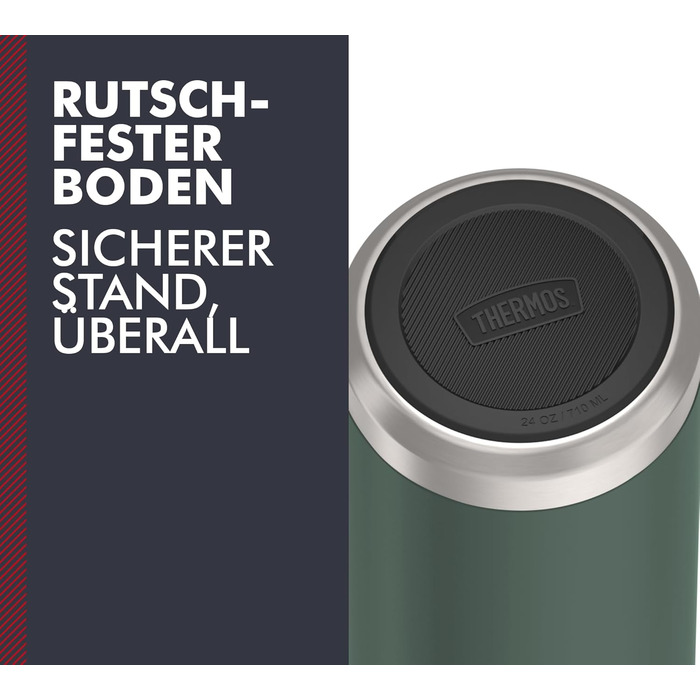 ТЕРМОС ICON ПЛЯШКА ДЛЯ НАПОЮ 0,71 л, зелений/лісовий килимок, термос з нержавіючої сталі 710 мл, ізольована пляшка для пиття, зберігає напої гарячими 18 годин / холодними 24 години, можна мити в посудомийній машині, герметична, без BPA 710 мл Зелений/лісо