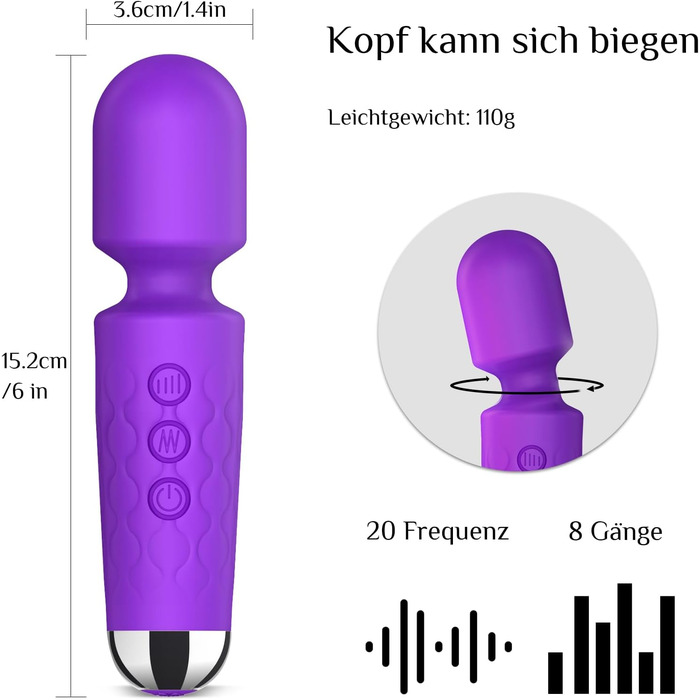 Вібратор Vibration для жінок Sex Toys, Фалоімітатор з 8 інтенсивностями вібрації, Секс іграшка для жінок пар 20 частот вібрації, Набори вібраторів для жінок Паличка для масажу клітора, фіолетовий