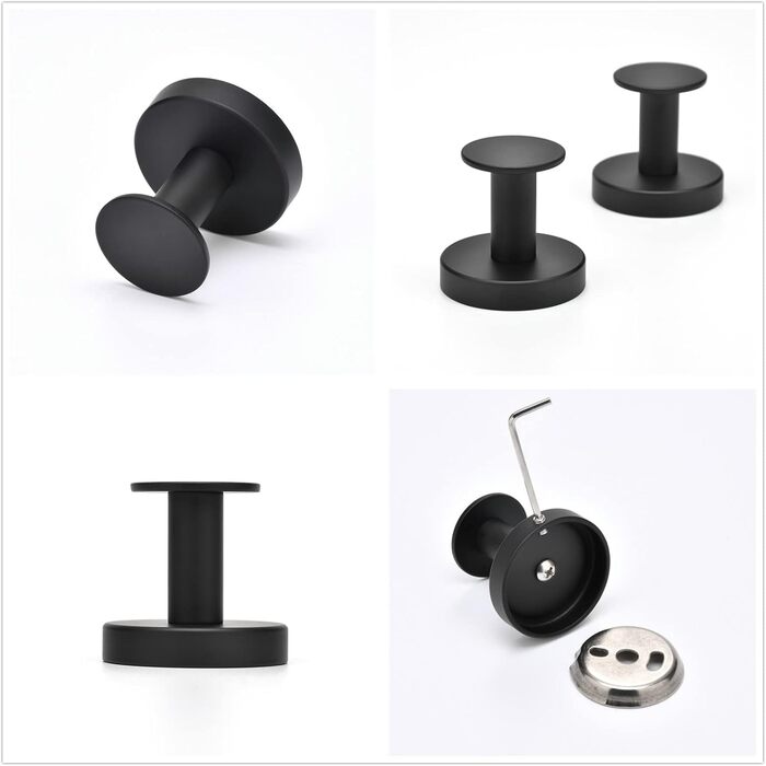 Настінні гачки для ванної кімнати, гачки для одягу, гачки для рушників, настінні, 4 шт., чорні аксесуари, надміцні, вішалка для капелюхів, вішалка для одягу, чорний, 9777B-4