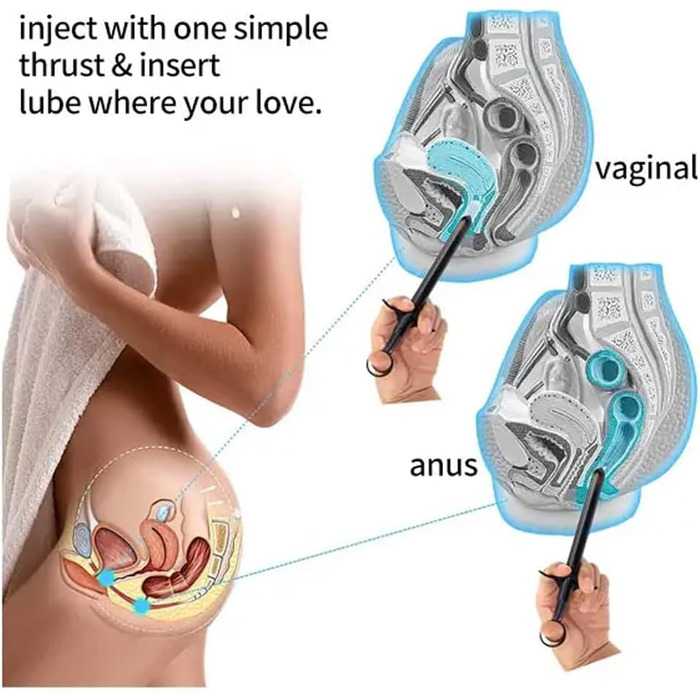 Запуск мастила Zooma, пусковий пристрій для мастила, шприц-аплікатор для мастила. Багаторазові шприци-трубки зі мастилом для анального та вагінального використання (чорний)
