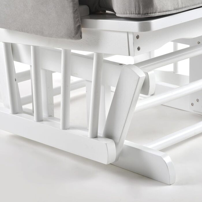 Крісло-гойдалка з підніжкою - Регульована спинка, крісло для годування та крісло для телевізора, функція крісла для годування, ідеально підходить для будь-якої вітальні, крісло з натурального дерева сіро-білого кольору, крісло для читання з функцією відки