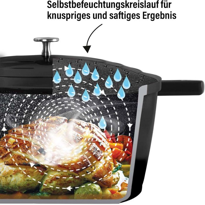 Кокотниця з кришкою індукційна 20 см, 2,6 л, лита алюмінієва каструля з покриттям з частинок справжнього каменю, каструля для запі