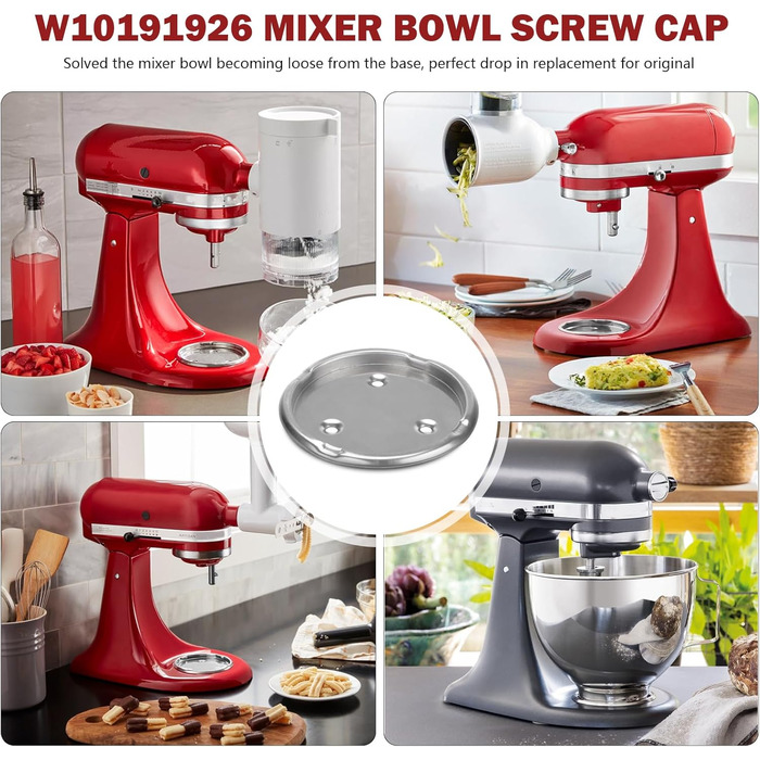 Пластина з гвинтовою кришкою для миски для змішування, W10191926, Чаша Clamp Plate міцно утримує чашу на місці під час змішування, сумісна з KitchenAid і Whirlpool