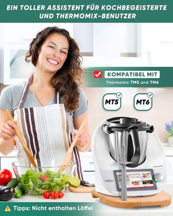 Дерев'яна розсувна дошка для Thermomix TM6 TM5, для розсувної дошки Thermomix з додатковим місцем для ложок, високоякісні тефлонові глайди, переміщення без зусиль, бук