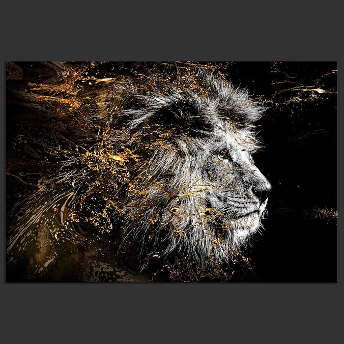 Лев Абстрактний 120x80 см полотно картина на полотні неткані фреска художній принт настінний друк стіна вітальня стіна прикраса ст