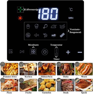 Цифрові фритюрниці SUPERLEX 7 літрів, фритюрниця 1600 Вт, фритюрниця XXL, фритюрниця 10 програм з підставкою, смаження у фритюрі без олії, гриль у духовці з регулюванням температури та таймером 7 літрів чорний