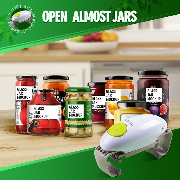 Електричний відкривач для банок YUET, кухонні гаджети, міцний, автоматичний відкривач для нових герметичних банок, відкривач для банок без рук з меншими зусиллями для відкриття - білий