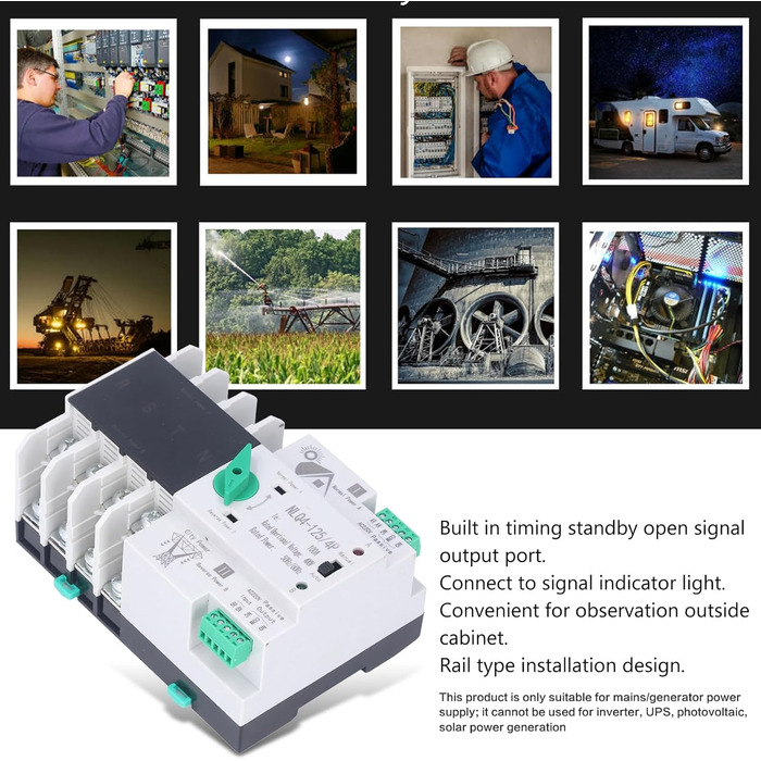 Автоматичний перемикач передачі електроенергії Nimomo Dual Power, 100A 220V 4P ATS аварійний перемикач передачі електроенергії Автоматичний аварійний перемикач передачі електроенергії Автоматичний перемикач передачі потужності Аварійне живлення