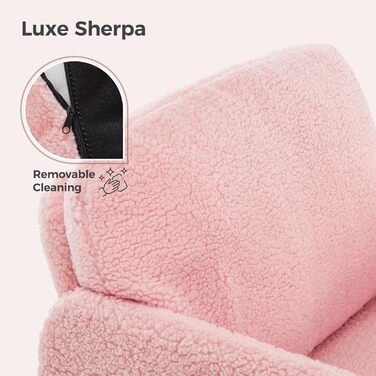 Крісло Mondeer, одномісний диван з бічною кишенею та металевими ніжками, зручна тканина зі штучної овчини, сучасний, для вітальні, спальні, кабінету, 63 x 75 x 75 см, рожевий.