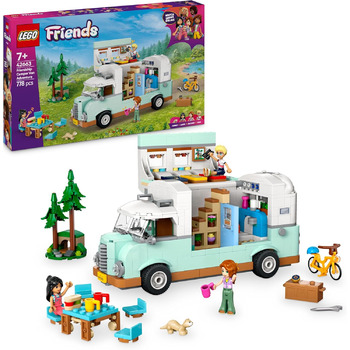 Кемпер LEGO Friends, набір для рольової гри з іграшковим караваном, подарунок для дівчаток віком від 7 років, креативний ігровий набір з 3 мініфігурками та фігуркою тварини-тхора 42663