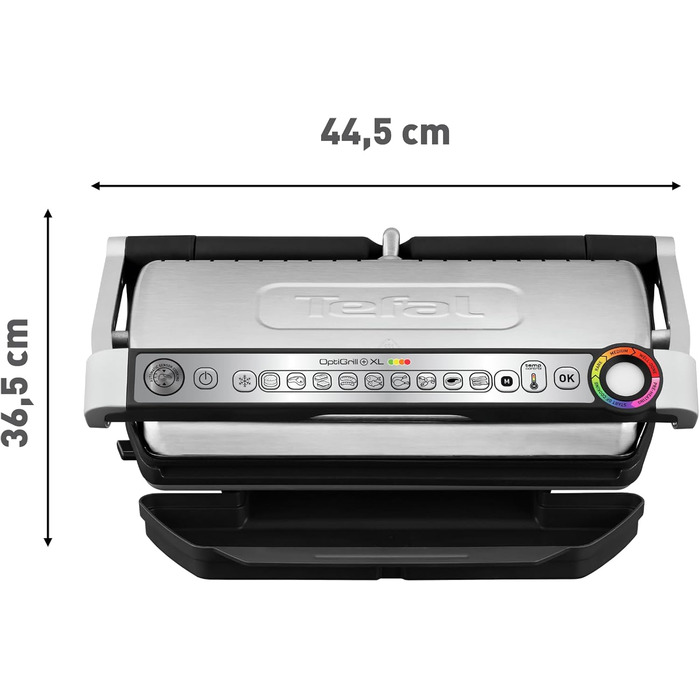 Контактний гриль Tefal OptiGrill XL, 9 програм, індикатор рівня приготування, знімні пластини XL, ручний режим, електричний гриль,