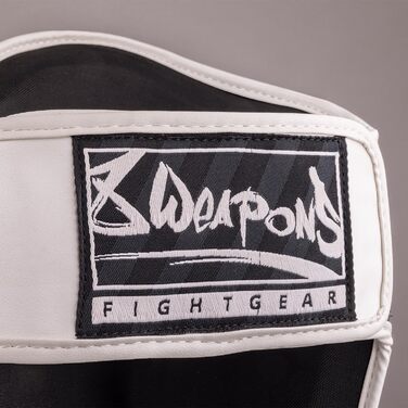 ВИДОВІВ ЗБРОЇ Щитки для гомілок Unlimited 2.0, біло-чорні, для тренувань та змагань, високоякісна синтетична шкіра та ідеальна амортизація, муай-тай, K1, MMA, карате та кікбоксинг, 8
