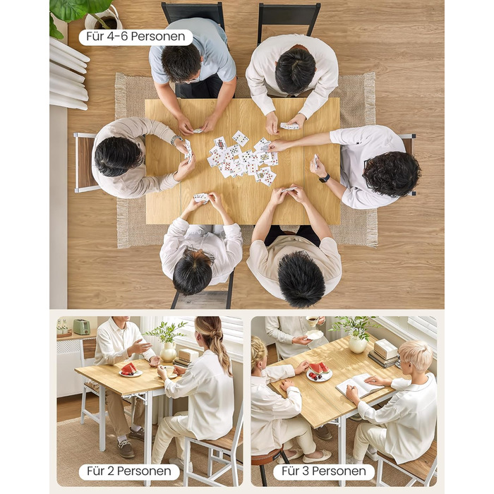 Обідній стіл VASAGLE, розкладний кухонний стіл для 2-4 осіб, для невеликих приміщень, натуральний дуб-хмарно-білий KDT077Y01 Натуральний дуб хмарно-білий Стільці не входять до комплекту