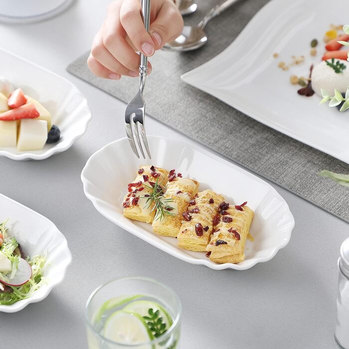 Регулярна серія, 8 шт. Набір пілінгу картоплі фрі, кремовийБілий порцеляновий пілінг для картоплі фрі, миска каррівурст, тарілка д