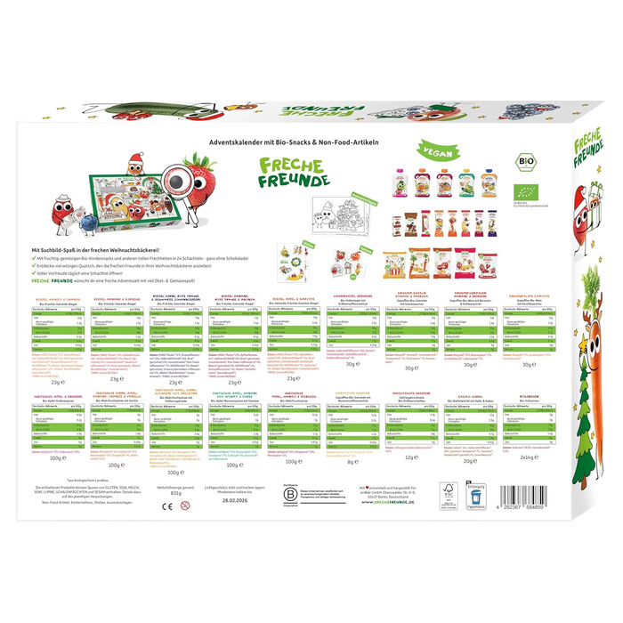 Адвент-календар FRECHE FREUNDE 2024 Органічні снеки, без доданого цукру