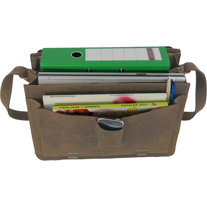 Портфель Freiherr von Maltzahn, сумка для ноутбука HERTZ з коричневої органічної шкіри, зроблено в Німеччині, включаючи догляд за