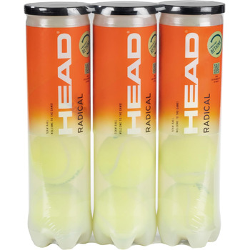 Тенісні м’ячі HEAD Radical – Amazon Exclusive, 12 шт. (3×4), жовті, універсальні для всіх покриттів