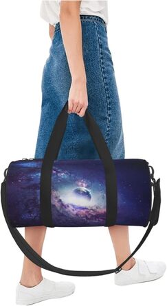 Спортивна сумка для подорожей, космічний принт Всесвіт, чорна, універсальний розмір