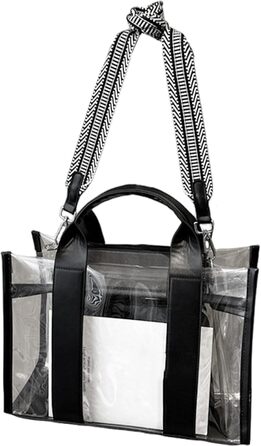 Прозора сумка-шопер з внутрішньою кишенею на блискавці, містка жіноча сумка з ручками та знімним ременем, ідеальна для спортивних заходів та концертів