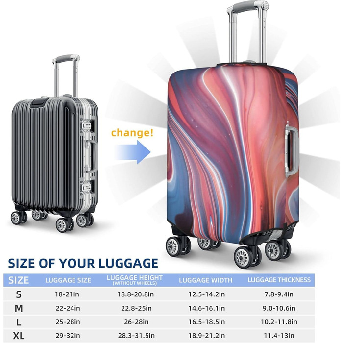 Чохол на валізу Абстрактний рожевий мармур, еластичний, водостійкий, захисний, для подорожей та роботи (розмір валізи 45,7 - 81,3 см), чорний, розмір S