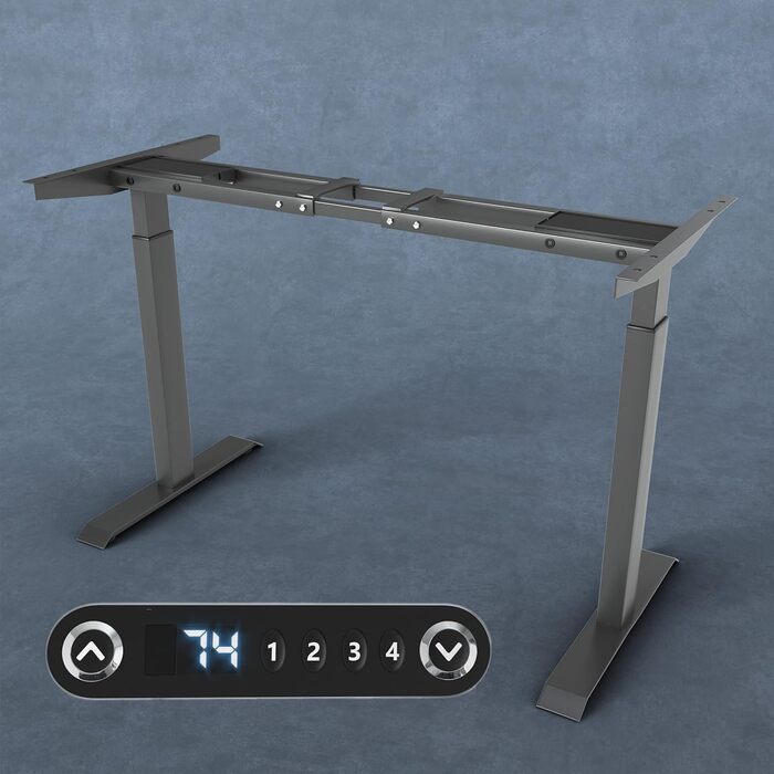 Каркас столу VESKA з регульованою висотою - Каркас столу - Каркас офісного столу з подвійним двигуном, електричним регулюванням висоти, сенсорним екраном та функцією пам&39яті (антрацит)