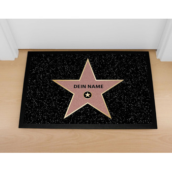 Персоналізований килимок для дверей MoonWorks з іменем, Голлівудська зірка з Алеї слави, персоналізований подарунок, нековзний та миється, білий, 60x40 см