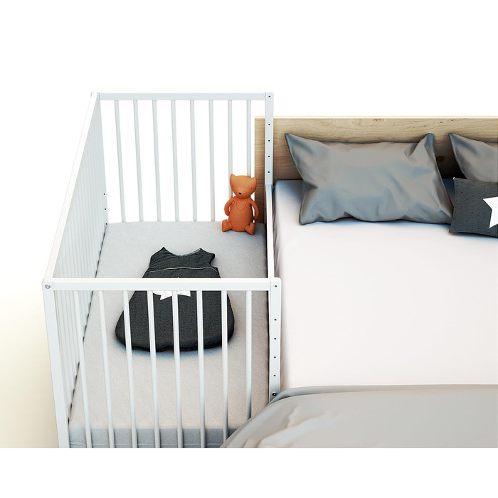 Дерев&39яне дитяче ліжко для сну 60x120 см Біле LIO Дитяче ліжко для сну Від народження Регульована висота Один розмір, рейкова основа, біла, 23 WEBABY -