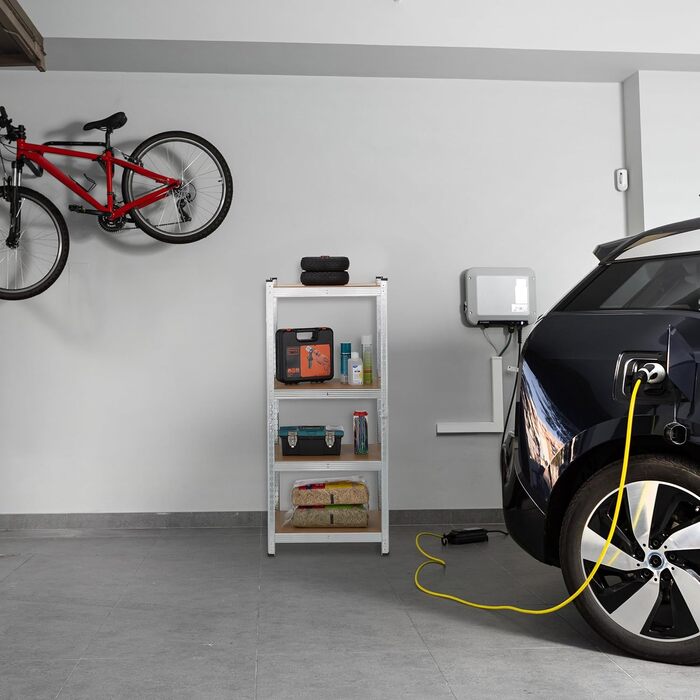 Міцний стелаж Relaxdays, ВxШxГ 138x60x40 см, 200 кг, сталь, 4 полиці, полиця для зберігання, для підвалу, гаража, підключається до мережі, сріблястий