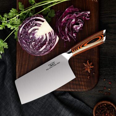 Рубаючий ніж шеф-кухарський ніж 7 дюймів, китайський кухонний ніж, рубаючий ніж з нержавіючої сталі з гострим лезом і ручкою з пак