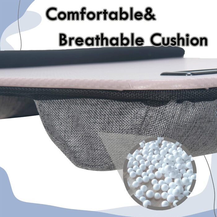 Стіл для ноутбука портативний, до 16 дюймів, з підставкою для планшета, вбудованою подушкою та підтримкою зап'ясть, ідеальний для дому та офісу, сіро-ліловий колір