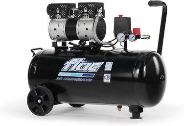 Безшумний мобільний повітряний компресор FIAC SUPERSILENT 50, безмасляний, максимальний тиск 8 бар, 1 к.с., бак 50 л, рівень шуму