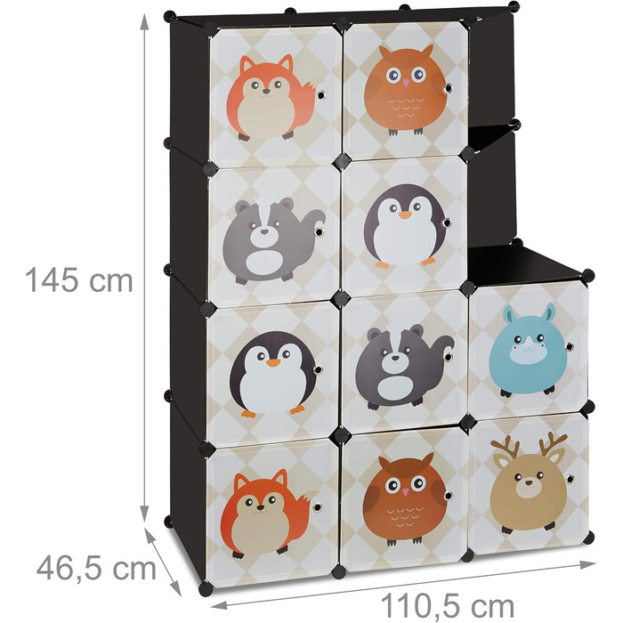 Релакс-дні, кольорова вставна полиця для дитячої кімнати, тваринні мотиви, пластикова вставна система, західні двері, шафа для одя