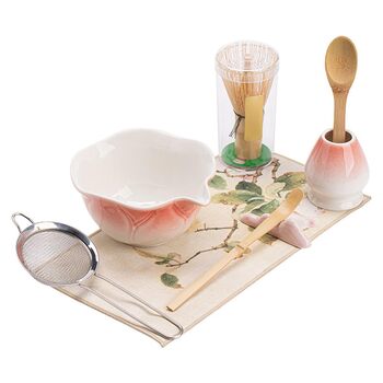 Японський набір для чаю матча, 8 предметів бамбуковий вінчик (часен), чайна ложка (чашаку), піала (тяван), пензлик та інше