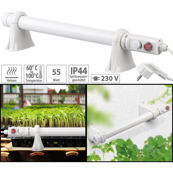 Обігрівач для теплиць Royal Gardineer Електричний занурювальний обігрівач для теплиць, 55 Вт, 51 см, IP44 (нагрівальні стрижні, підігрів ґрунту, зимовий захист)