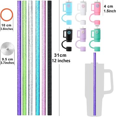 Змінні блискучі соломинки та чохли для чашки Stanley Adventure Travel Tumbler Cup 40 унцій, багаторазові, сумісні з чашками Stanle