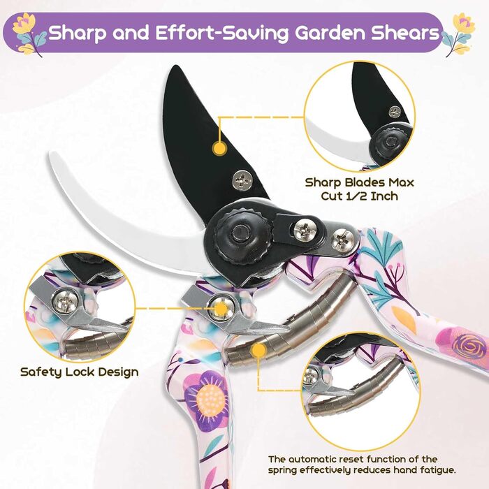 Подарунковий набір садових інструментів для жінок Velway - 5 предметів, з рукавичками та подарунковою коробкою. Квітковий принт, металеві інструменти. Ідеальний подарунок для садівниць, мам, на День Матері, Різдво або День народження.