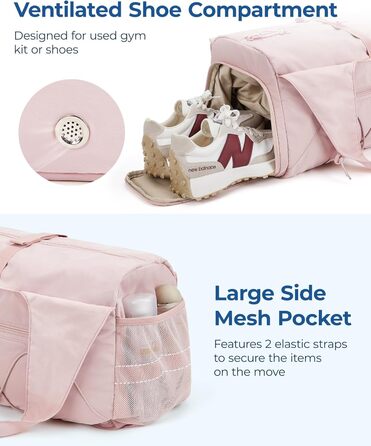 Жіноча спортивна сумка BAGSMART, легка дорожня сумка з відділенням для взуття, сумка для вихідних з відділенням для вологих речей, сумка для тренувань/йоги, колір верблюжий