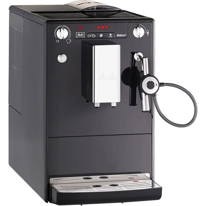 Повністю автоматична кавоварка - з молочною системою - піноутворювач молока - 3-ступінчаста регульована міцність кави - чорна (E957-201) Чорна повністю автоматична кавоварка