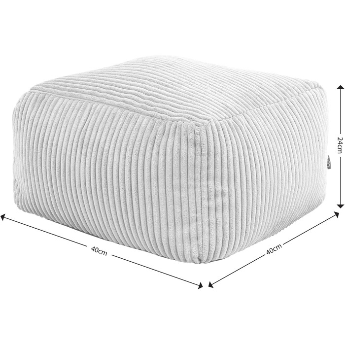 Табурет Icon Amara, темно-сірий, пухнаста вельветова тканина, вельветова крісло-мішок, пуф з наповнювачем, пуф для ніг для вітальні, декор для вітальні, темно-сірий, 40Г x 40Ш x 24В см