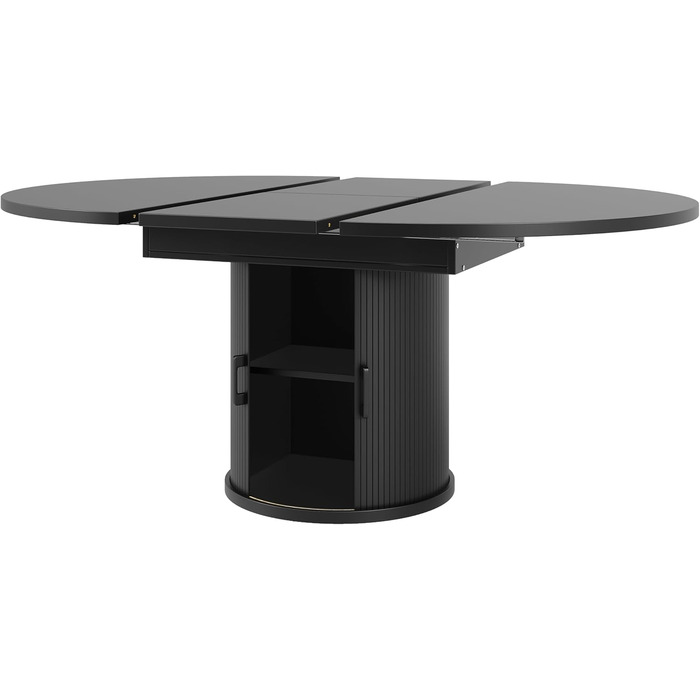 Розсувний обідній стіл, обідній стіл, кухонний стіл, розсувна стільниця, круглий обідній стіл, розкладний до овального, 118-158 см, вміщує до 6 осіб (чорний)