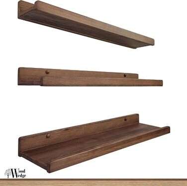 Настінна полиця ручної роботи 90 см, дерев&39яна настінна полиця, комплект з 3 предметів, підвісна полиця, настінна полиця, сучасна плаваюча полиця, вузька рейка для картин для ванної кімнати, вітальні, кухні, спальні (горіх) 91,5 x 15,5/12,8/10 см (компл