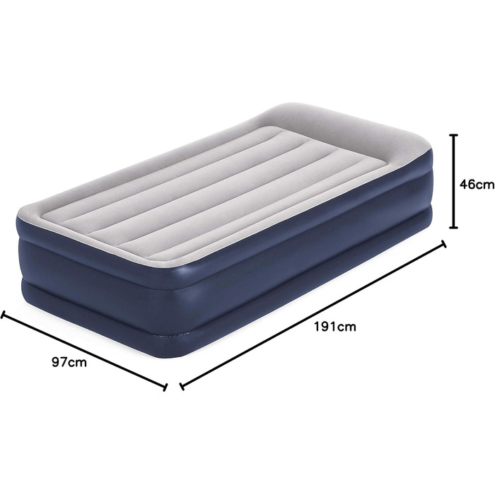 Надувний матрац Bestway Tritech, Vento, 191 x 97 x 46 см, одномісний, із вбудованим електричним насосом
