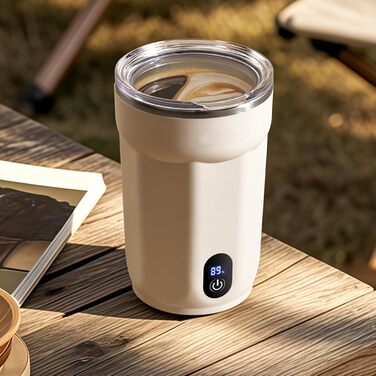 Кавова чашка Generico з автоматичним помішуванням, 300 мл, нержавіюча сталь, багаторазова, з кришкою, для напоїв, таких як молоко, для дому, офісу, подорожей та кемпінгу на природі