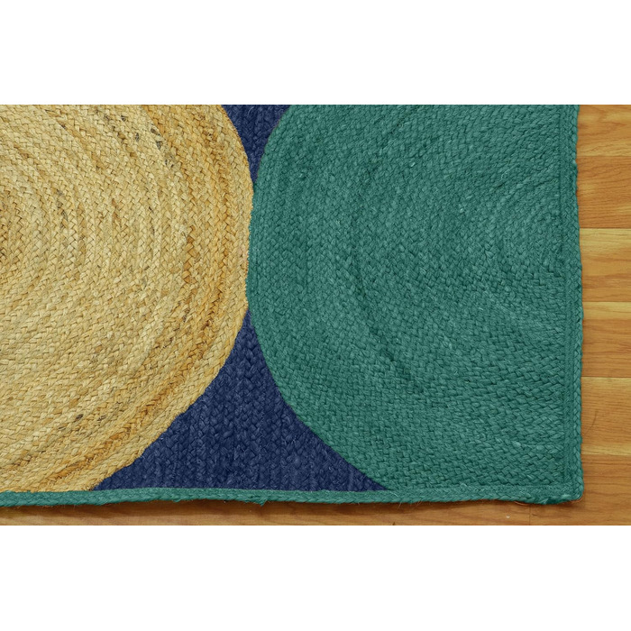 Колекція CASAVANI Прямокутний килим, 25,4 x 35,6 см, візерунок Blue & Multi, тканий джутовий килим, геометричний килим кілім, для